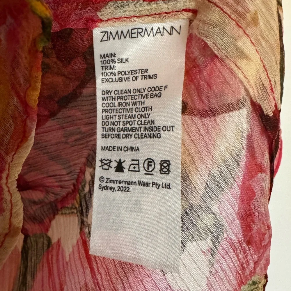 ZIMMERMANN wonderland floral silk top 2 (6-8) - Picture 7 of 8